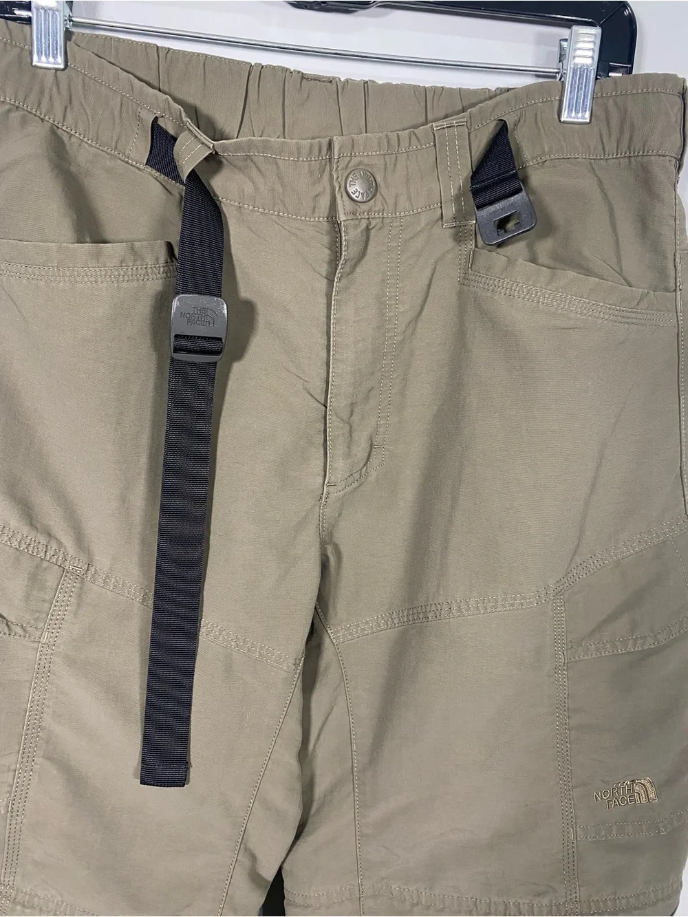 The North Face Olive Cargo Shorts with Integrated Black Web Belt